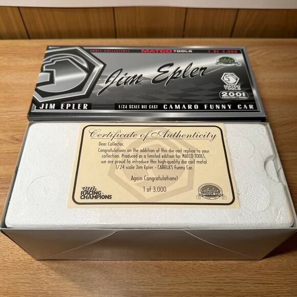 Racing Champions Jim‎ Epler Cabelas 2001 Chevy Camaro NHRA Funny Car Diecast NIB - Picture 1 of 8